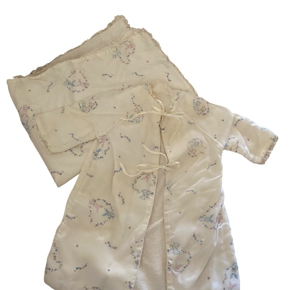 Vintage 70s Baby’s unisex dressing gown robe house coat & blanket bunny print - Picture 3 of 12